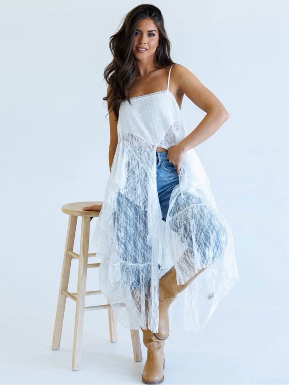 Lane 201 Drifting Away Lace Top - White